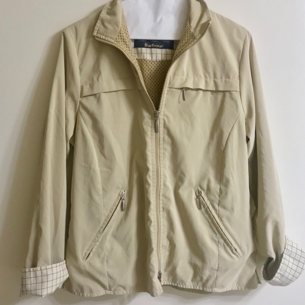 Barbour Nylon Jacket with plaid lining: Size 6